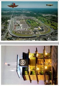 2~4X6 Postcards Indianapolis, Indiana MOTOR SPEEDWAY~Aerial & BOMBARDIER PAGODA