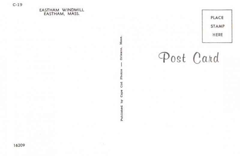 Eastham Windmill Massachusetts Postcard