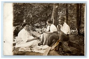 1911 Candid Picnic Outing Bedford Glens Cleveland Ohio OH RPPC Photo Postcard