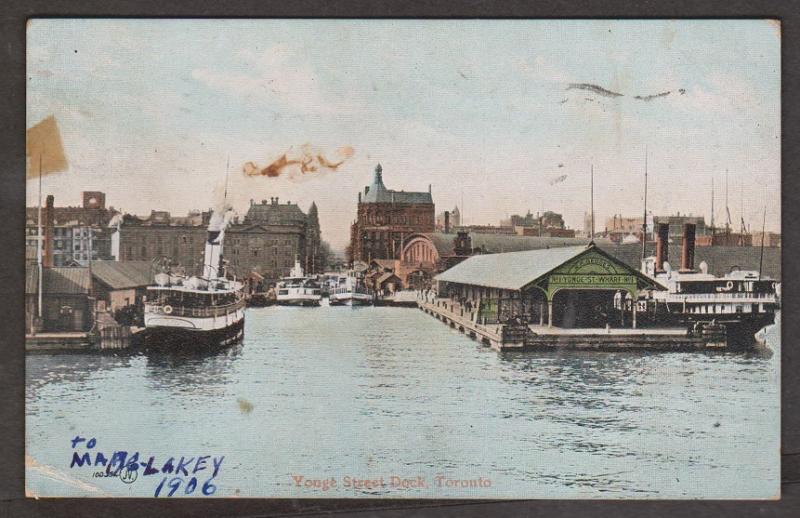 View Of Yonge Street Dock Toronto, Ontario 1906 Used - Corner Crease Lower Right