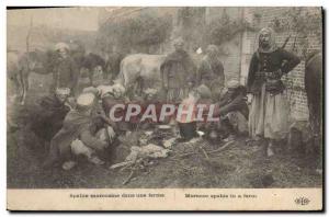 Postcard Old Army Spahis Moroccans on a farm