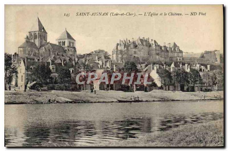 Old Postcard Saint Aignan L & # 39Eglise And Chateau