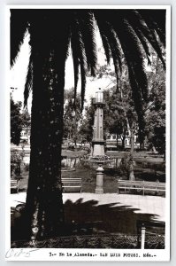 Mexico En La Alameda San Luis Potosi Lighthouse In Pond Real Photo Postcard C35