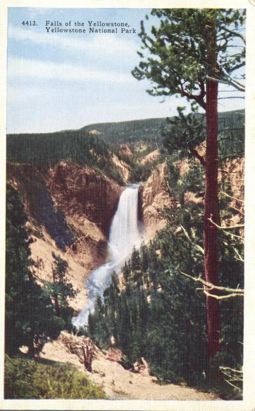 The Falls from Lookout Point - Yellowstone National Park WY, Wyoming - Linen