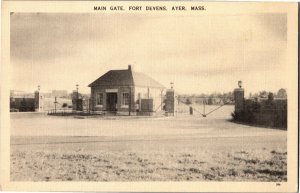 Main Gate, Fort Devens Ayer MA Vintage Postcard E61