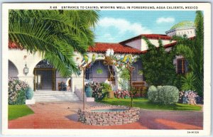 c1940s Agua Caliente, Mexico Casino Entrance Wishing Well Palm Trees A347