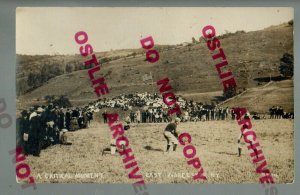 East Worcester NEW YORK RPPC c1910 BASEBALL GAME Underway FLAG nr Oneonta NY