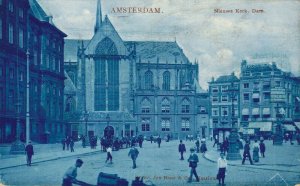 Netherlands Amsterdam Nieuwe Kerk Dam Vintage Postcard 08.34
