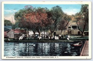 1917 Steamboat Landing Otsego Lake Park Cooperstown New York NY Posted Postcard