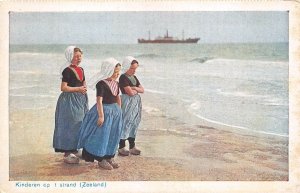 Lot 47 children on the beach  netherlands types folklore zeeland costume ship