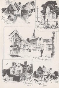 Surrey Postcard - Pencil Sketch Showing Views of Lingfield in The 1890's