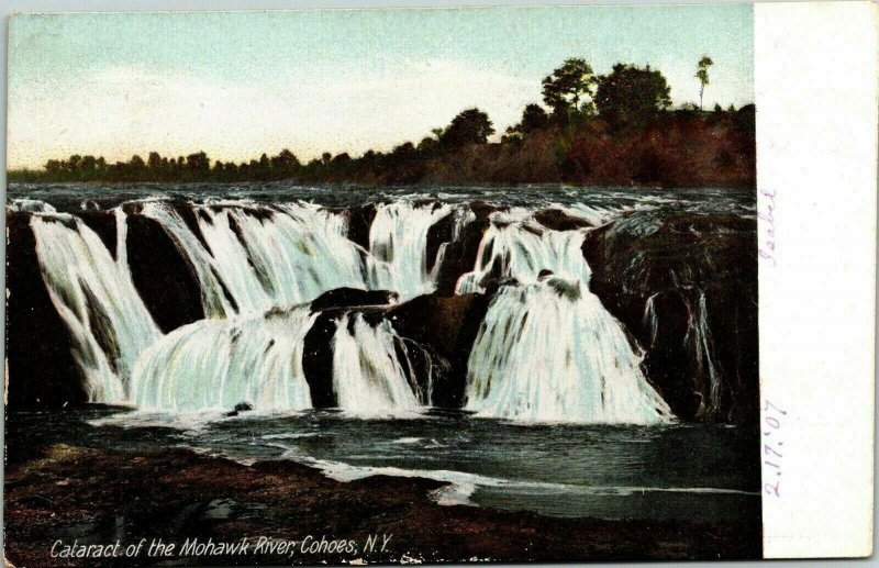 Cataract of the Mohawk River Cohoes NY New York Waterfalls River RPPC Postcard 
