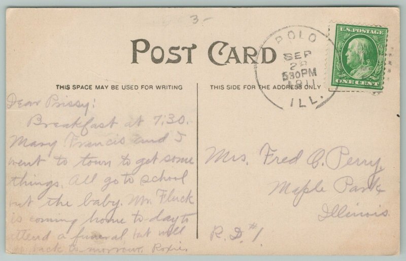 Polo Illinois~Public Library~1910 Postcard