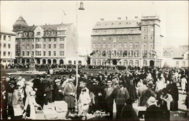 Reykjavik Iceland Austurvollur Real Photo Postcard