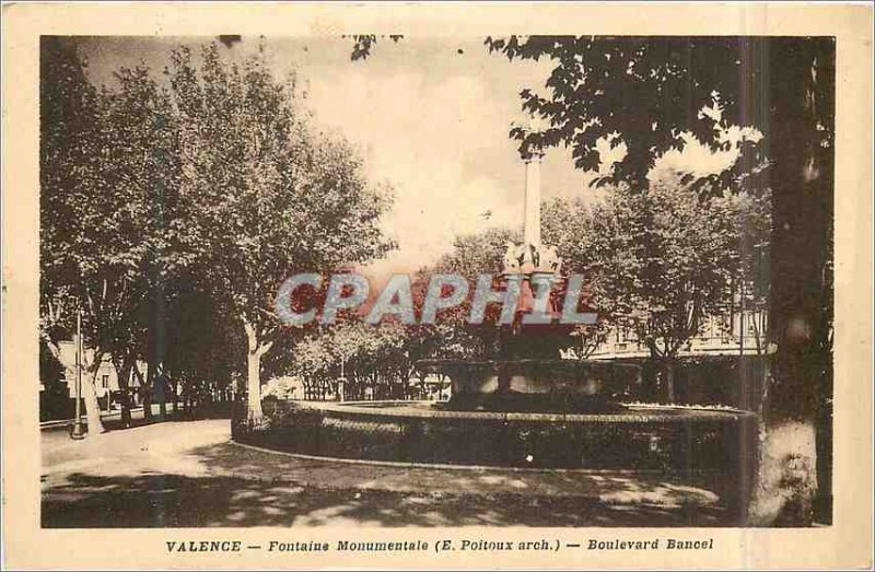 Postcard Old Monumental Fountain Valencia (E Poitoux arch) Boulevard Bancel