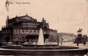 Germany Dresden Opera House / Postcard / c 1910 / to West Virginia / Cover