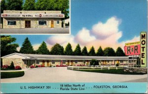 R & R Motel and Restaurant, Nahunta GA c1954 Vintage Postcard T72