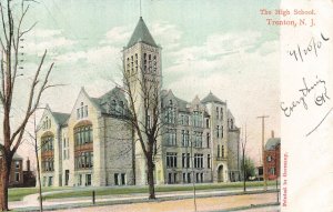 1906 Trenton NJ High School Postcard, German Print, Posted, Brooklyn NY