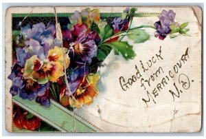 Merricourt North Dakota ND Postcard Good Luck Embossed Horseshoe 1915 Antique