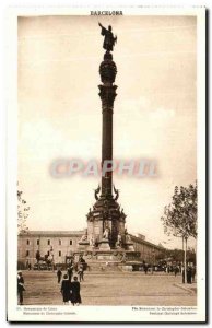 Old Postcard Barcelona Monumento Colon
