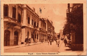 Libya Tripoli Corso Vittorio Emanuele III Vintage Postcard C064