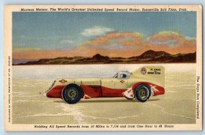 1940 Booneville Salt Flats Utah UT Postcard Mormon Meteor Unlimited Speed Record