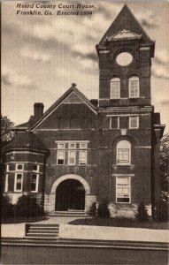 Postcard Georgia Franklin Heard County Court House Erected 1894 LINEN 1940s V77