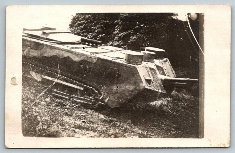 RPPC  WW1  French Saint Chamond Tank  Military  Postcard