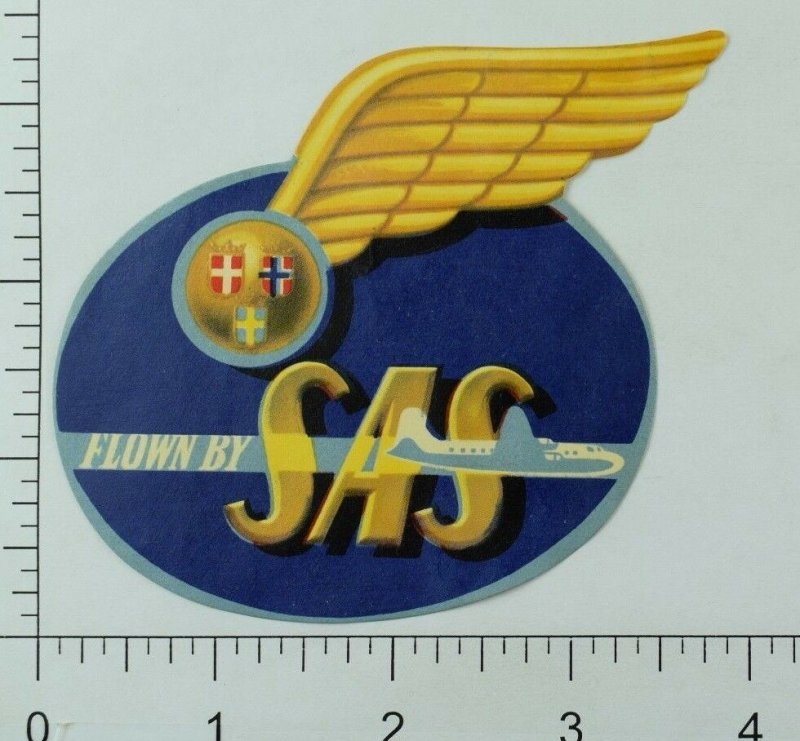 1940's-50's SAS Airlines Luggage Label Original E18