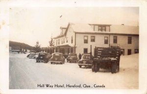 Real Photo Postcard Half Way Hotel in Hereford, Quebec, Canada~124365