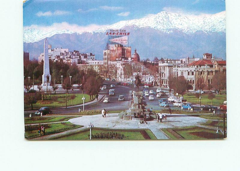 Postcard Plaza baqueda Cordillera de Los Andes Santiago Lan Chile  # 3890A