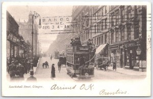 Vintage Sauchiehall Street Glasgow Tram Postcard Early 1900s