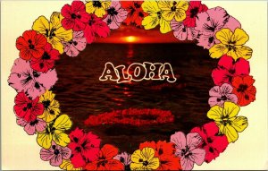 Floating Lei Aloha From Hawaii Greetings UNP Chrome Postcard B10