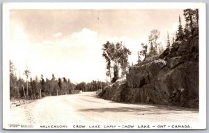 Postcard RPPC c1940s Crow Lake Ontario Halverson’s Crow Lake Camp Road View