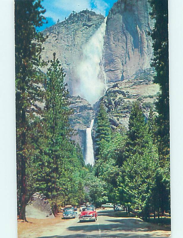 Chrome WATERFALL SCENE Yosemite Park - Near Stockton & Modesto CA AG3946