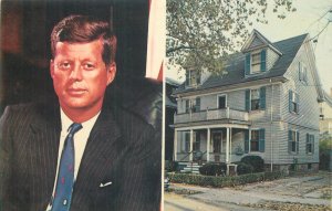 John F. Kennedy birthplace Brookline Massachusetts Deale Street 1969 postcard