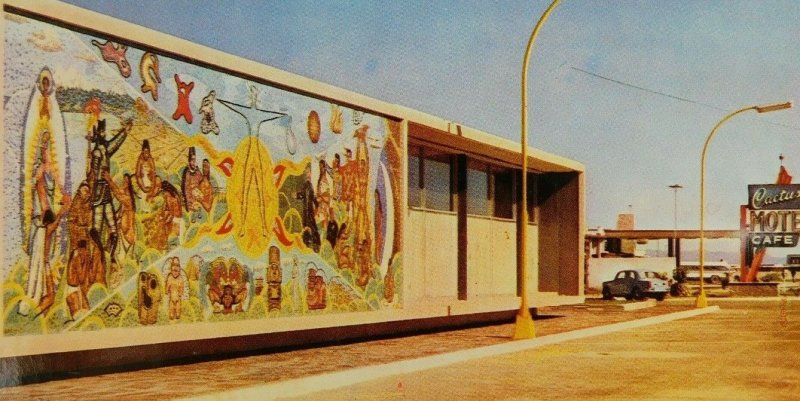 The Great Mural Cactus Motel San Luis Potosi SLP Mexico Chrome Vintage Postcard