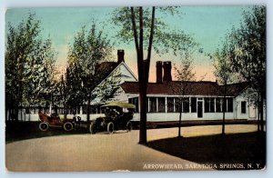 Saratoga Springs New York Postcard Arrowhead Building Classic Cars 1910 Unposted