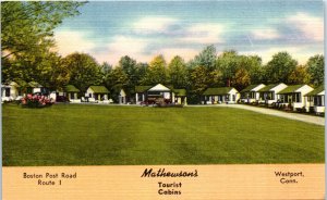 1940s Mathewson's Tourist Cabins Westport CT Postcard