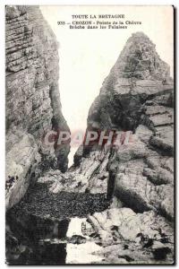 Old Postcard Pointe of Crozon Breche goat in Cliffs