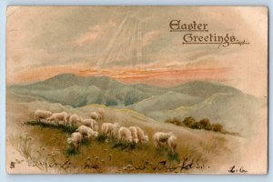 St. Paul MN Postcard Easter Greetings Sheep Mountain Scene Tuck 1907 Antique