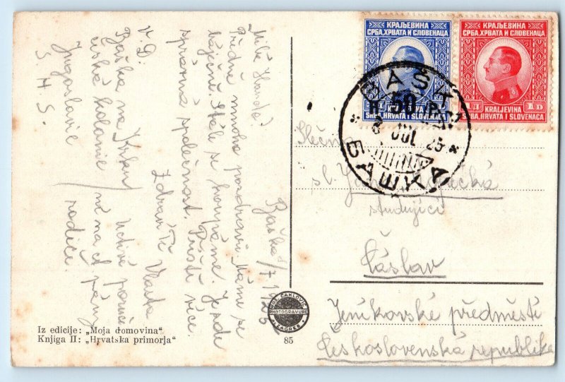 Primorje-Gorski Kotar Croatia Postcard Baška Village Resort Town River View 1925