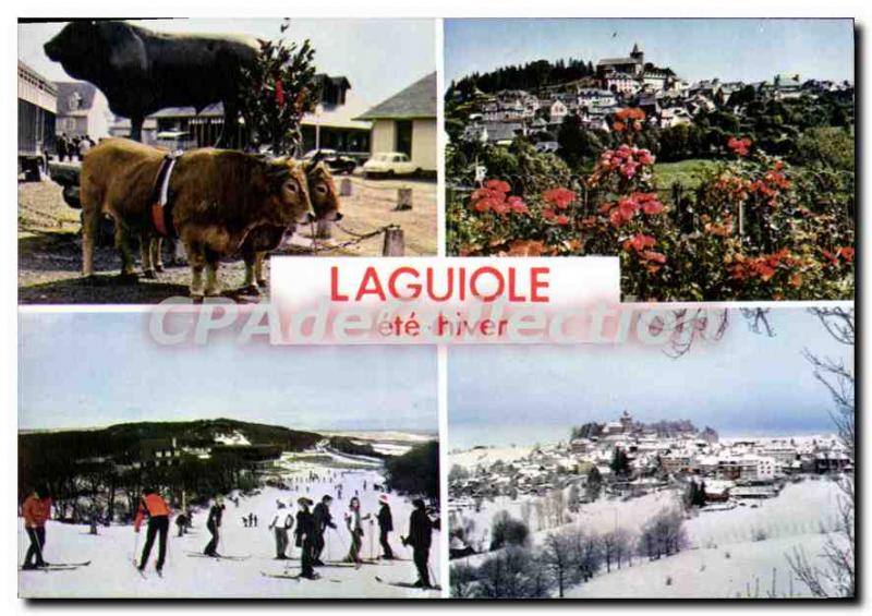 Postcard Old Laguiole Aveyron ski slopes