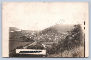 J87/ Rayland Ohio RPPC Postcard c1910 Railroad Depot Homes Bridge 313