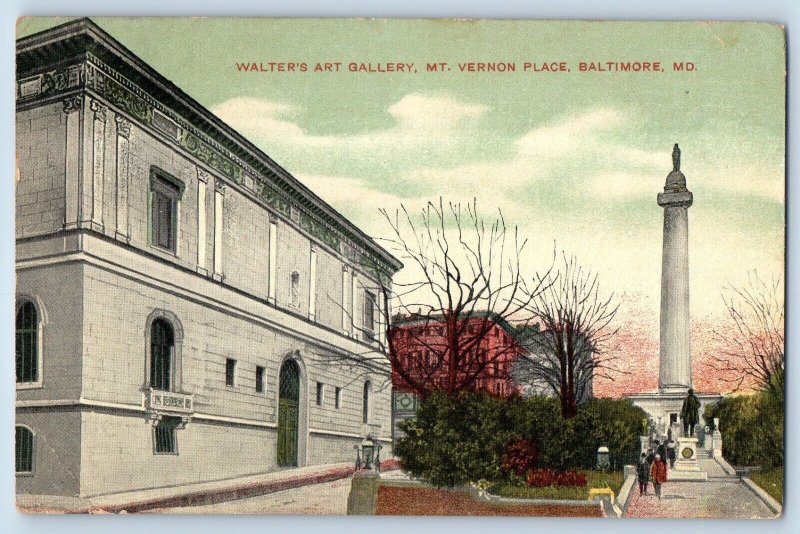 Baltimore Maryland MD Postcard Walter Art Gallery Mt Vernon Place Building 1908