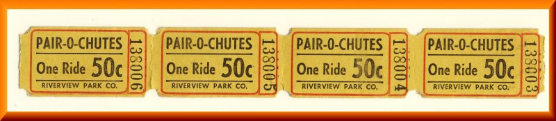 4 Riverview Park Pair-O-Chutes Tickets, Chicago, Illinois/IL, Amusement Park