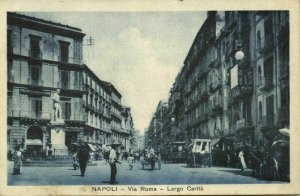 italy, NAPOLI, Via Roma, Largo Carita (1923) Postcard