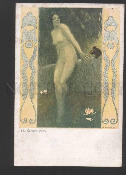 120419 MERMAID & Queen FROG by KRENES Vintage ART NOUVEAU PC