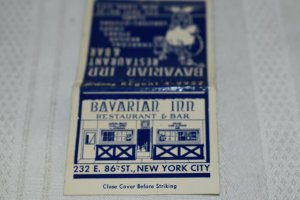 Bavarian Inn Restaurant & Bar New York 30 Strike Matchbook Cover