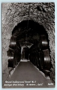 RPPC  ST. HELENA, California CA ~ Tunnel BERINGER BROTHERS WINERY Zan Postcard